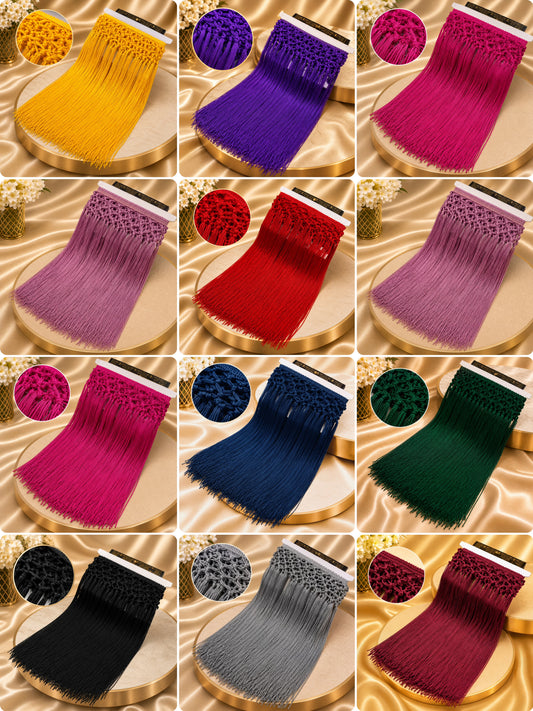 1 Yard Hand-made four-row tassel, using 50 cm tassels Boho Macrame Fringe Trim – Long Tassel Lace Ribbon for DIY Clothing, Costumes, Dancewear, Curtains, Home Decor & Craft Sewing