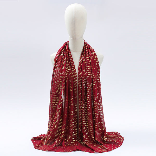 Women's Scarf Faux Assuit foil print Turban Head scarves Shawls Retro style