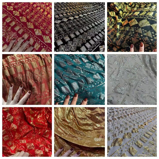 The Elastic Rayon Cotton Faux Assuit Foil Print Fabric Tribal BellyDance ATS Costume Fabric Oriental Dance