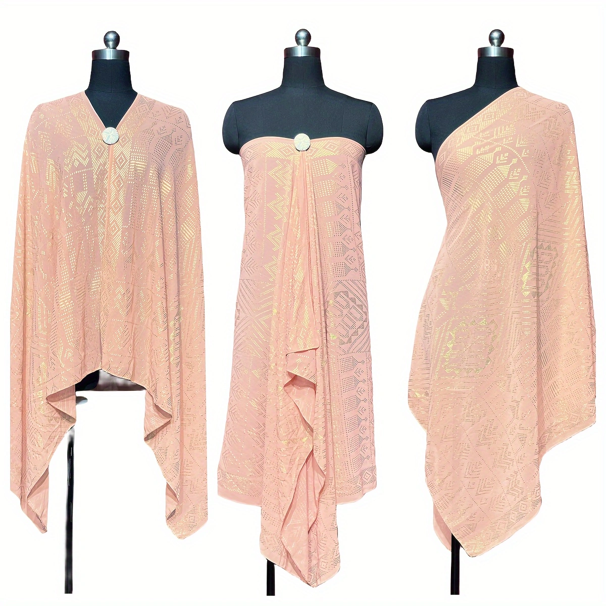 70.8‘’*33.8‘’Vintage 1920s gorgeous style Faux Assuit foil print Women's shawl Pearl Chiffon Hijab scarf headscarf