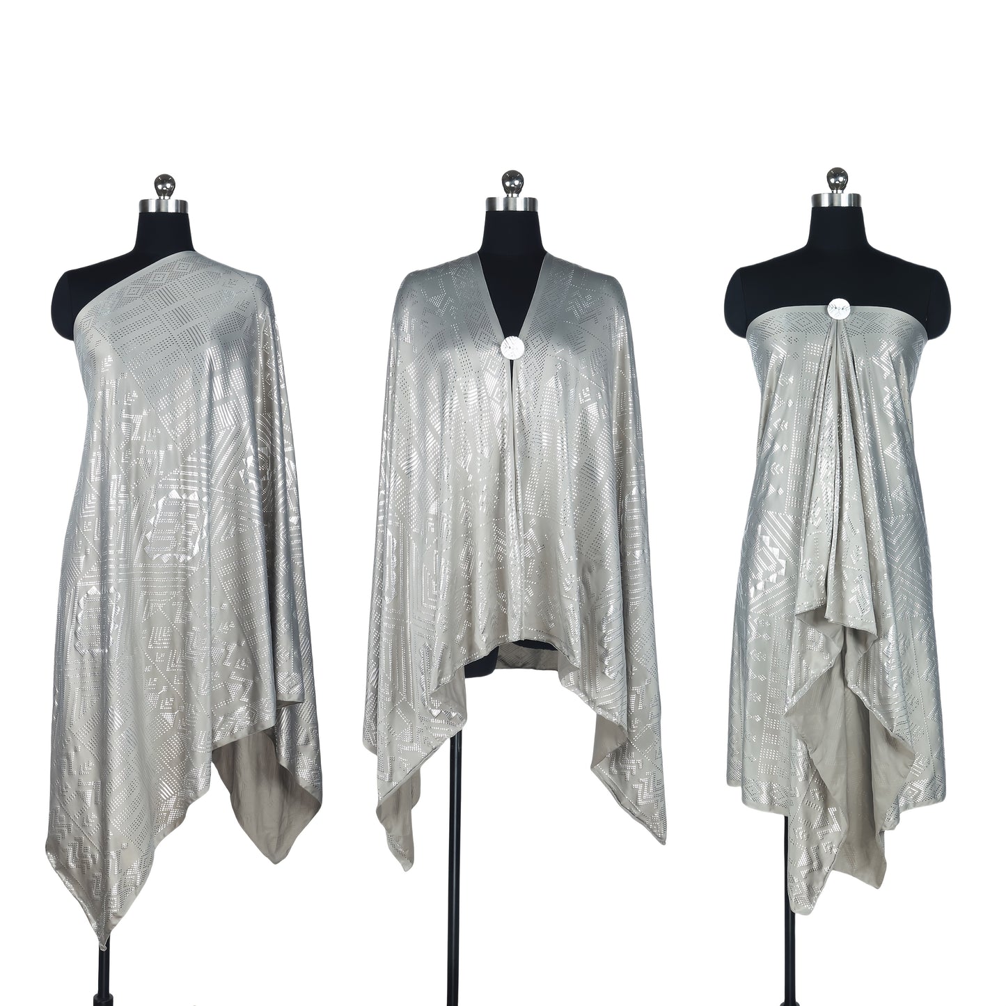 OverSize 1920's Vintage Gorgeous Style Women's Assuit Shawl Faux Assuit Foil Print Pearl Chiffon Headband Scarf Hajib