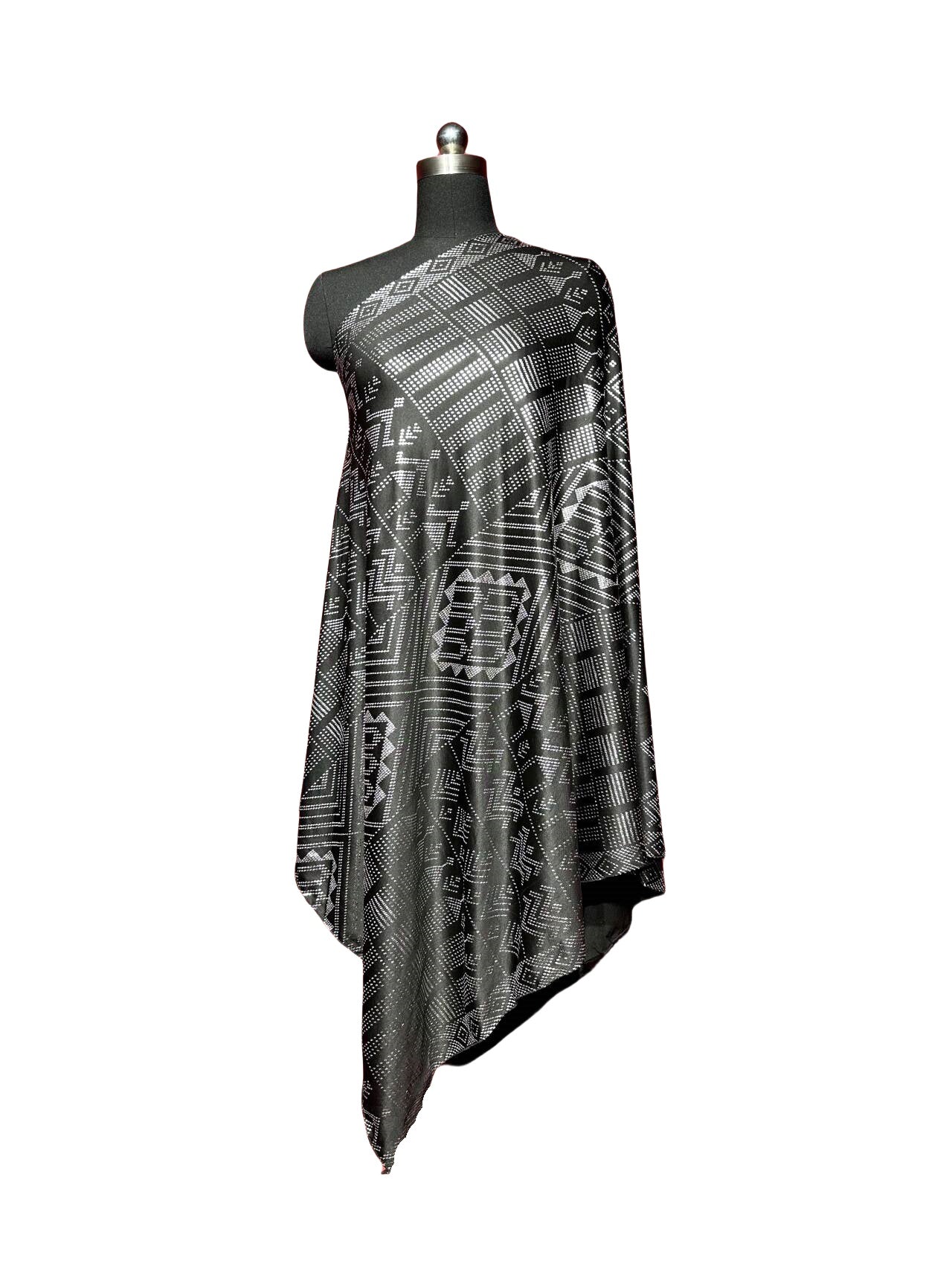 OverSize 1920's Vintage Gorgeous Style Women's Assuit Shawl Faux Assuit Foil Print Pearl Chiffon Headband Scarf Hajib