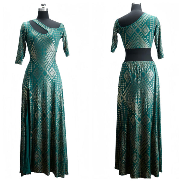 Faux Assuit foil print Dress BellyDancer Stage costumes Oriental dress Egyptian style