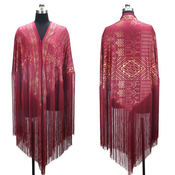 OverSize Gorgeous Vintage Assuit Shawl Royan Faux Assuit foil print Double Side Scarf Stage Dance props Stretchable milk fiber