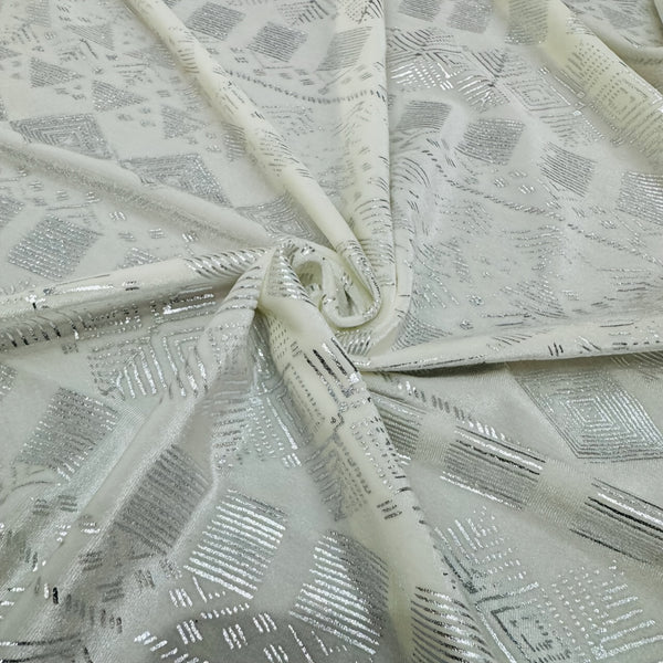 1 Yard Elastic Velvet Diamond flower fabric Faux Assuit foil print Vintage style Gorgeous DIY Clothing Dance Material