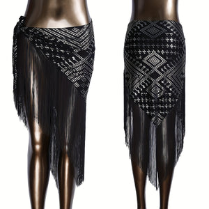 Modern Assuit Triangle Hip Towel Modal Royan Faux Assuit foil Print Hip scarf Bellydance hip towel