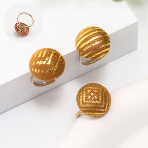 3 pieces of Bohemian retro original pure handmade hemispheres accessories Fashion multi-colored patterned women's rings