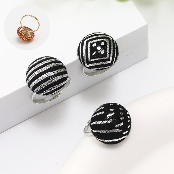 3 pieces of Bohemian retro original pure handmade hemispheres accessories Fashion multi-colored patterned women's rings