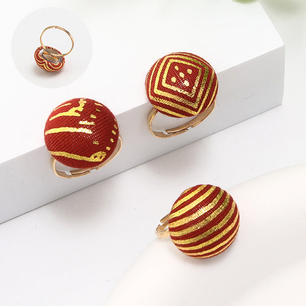 3 pieces of Bohemian retro original pure handmade hemispheres accessories Fashion multi-colored patterned women's rings