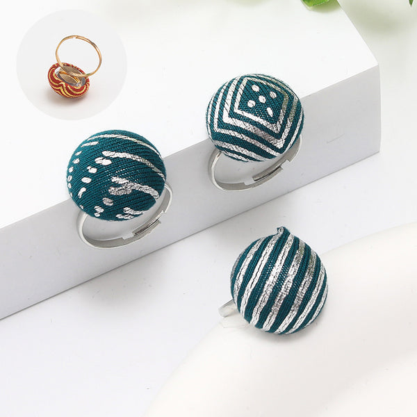 3 pieces of Bohemian retro original pure handmade hemispheres accessories Fashion multi-colored patterned women's rings