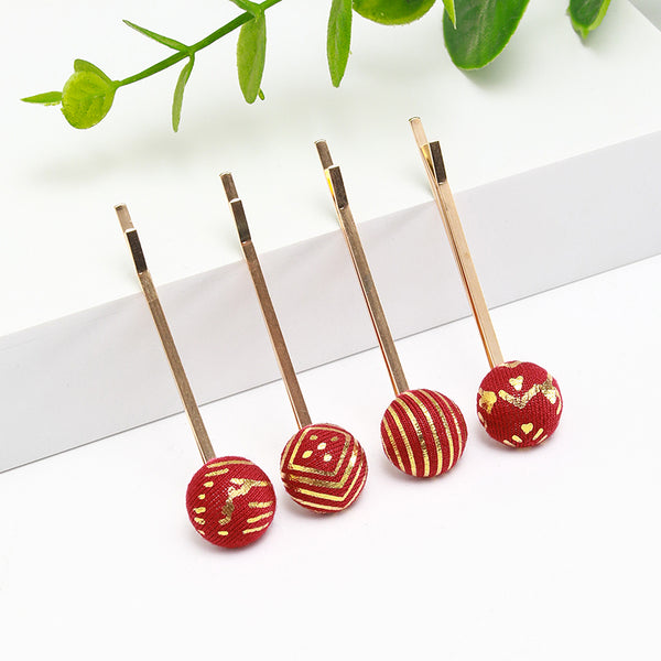 4pcs cute preppy girls fashion hemispheres Hairpins Elegant women metal hair accessories combo set