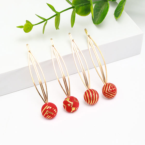 4pcs cute preppy girls fashion hemispheres Hairpins Elegant women metal hair accessories combo set