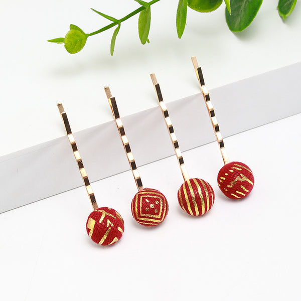 4pcs cute preppy girls fashion hemispheres Hairpins Elegant women metal hair accessories combo set