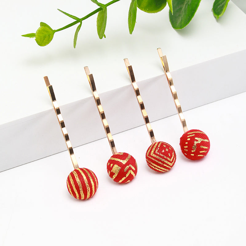 4pcs cute preppy girls fashion hemispheres Hairpins Elegant women metal hair accessories combo set