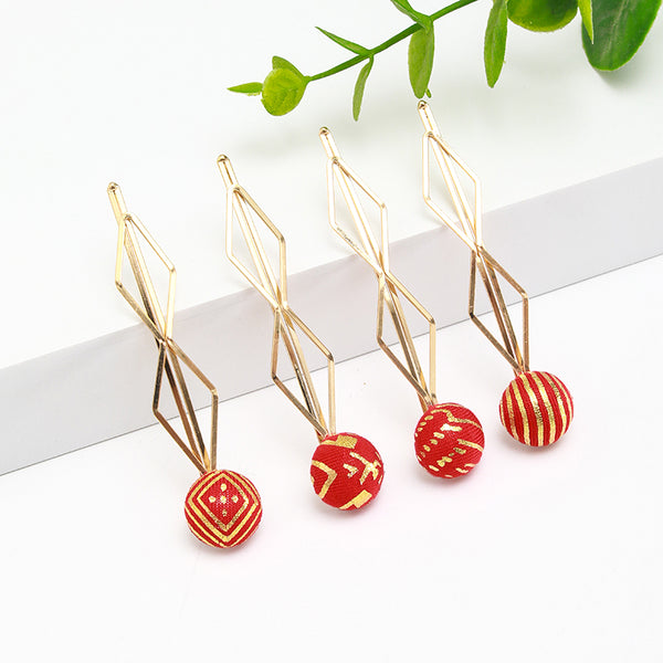 4pcs cute preppy girls fashion hemispheres Hairpins Elegant women metal hair accessories combo set