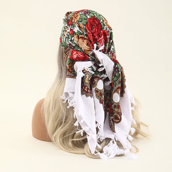 Retro national style printed four square handkerchief towel sun protection warm women's scarf