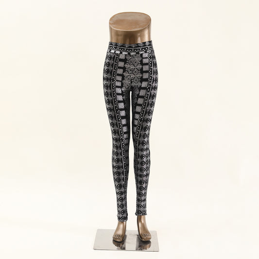 Modal cotton Faux Assuit Foil Print leggings Women's high-waisted  Casual fitness exercise stretch Yoga Pants