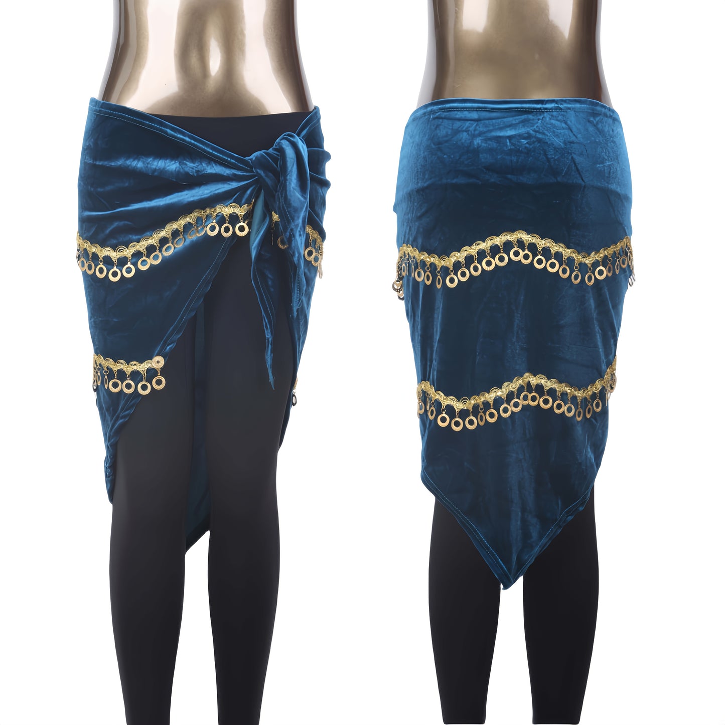 Hot - Selling Belly Dance Hip Scarf, Velvet Elastic Blue Sequined Hip Wrap, A Must - Have For Dance Practice And Performance Hip Towel Oriental Dance