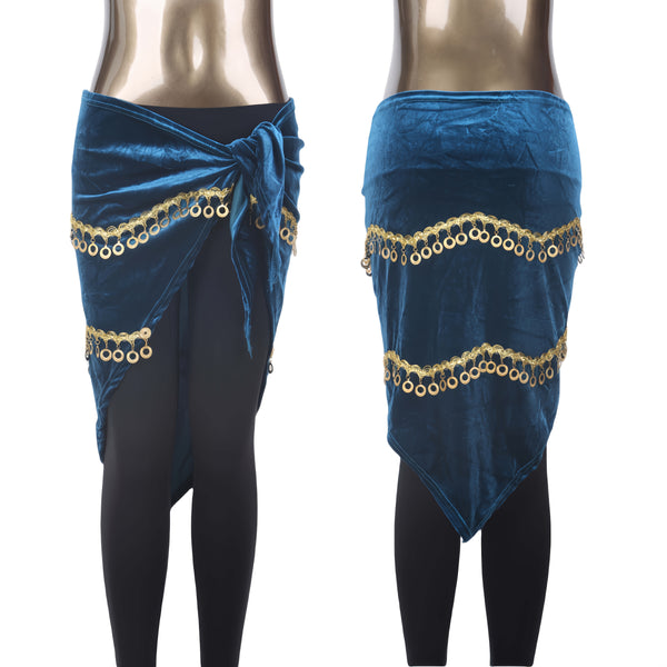 Hot - Selling Belly Dance Hip Scarf, Velvet Elastic Blue Sequined Hip Wrap, A Must - Have For Dance Practice And Performance Hip Towel Oriental Dance
