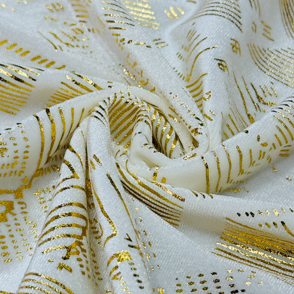 1 Yard Elastic Velvet Diamond flower fabric Faux Assuit foil print Vintage style Gorgeous DIY Clothing Dance Material