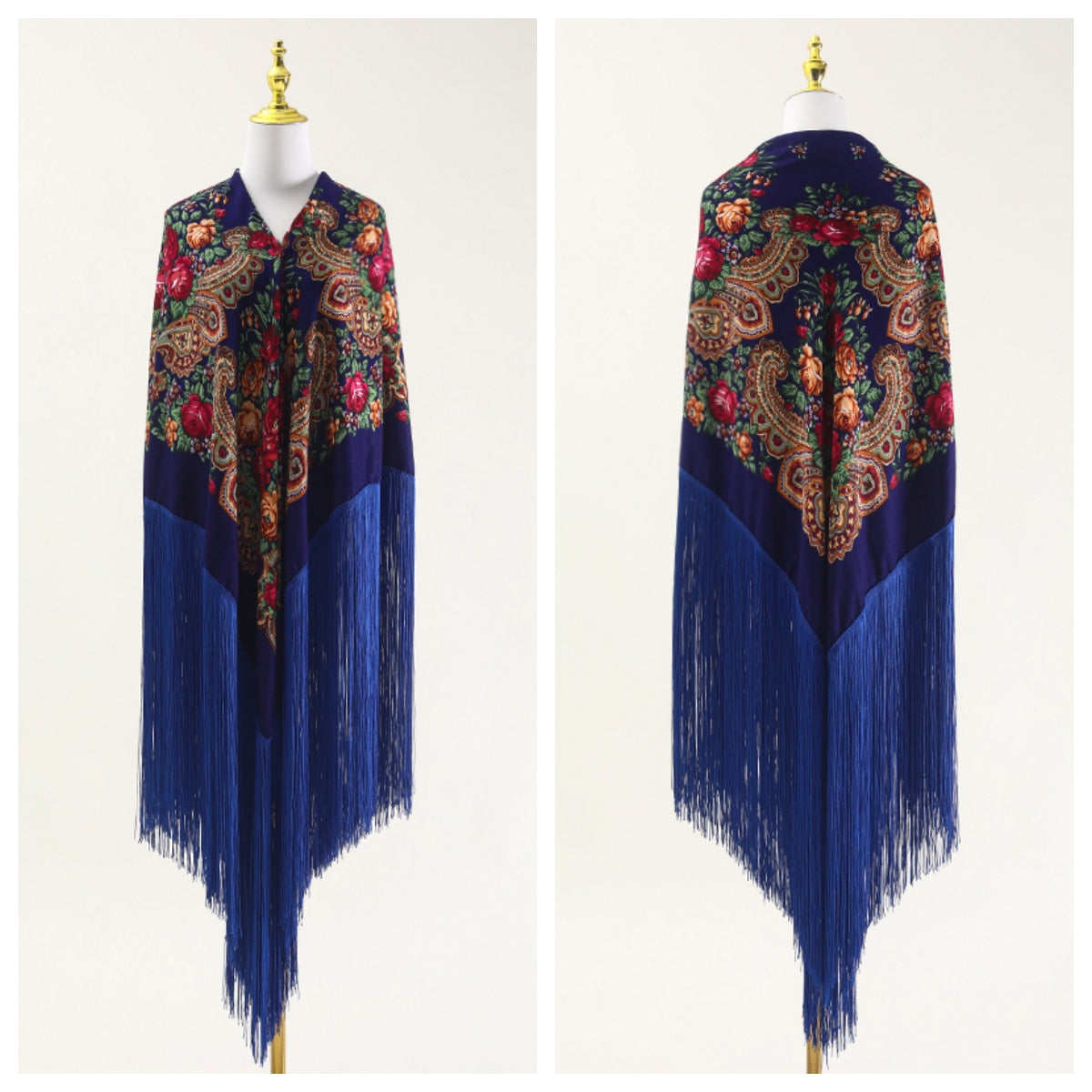 240cm/94.5‘’ OverSize Gorgeous Classics Big Shawl 50cm/19.7''Floral tassel Ukrainian national style Flamenco Manton BellyDance ATS Prop