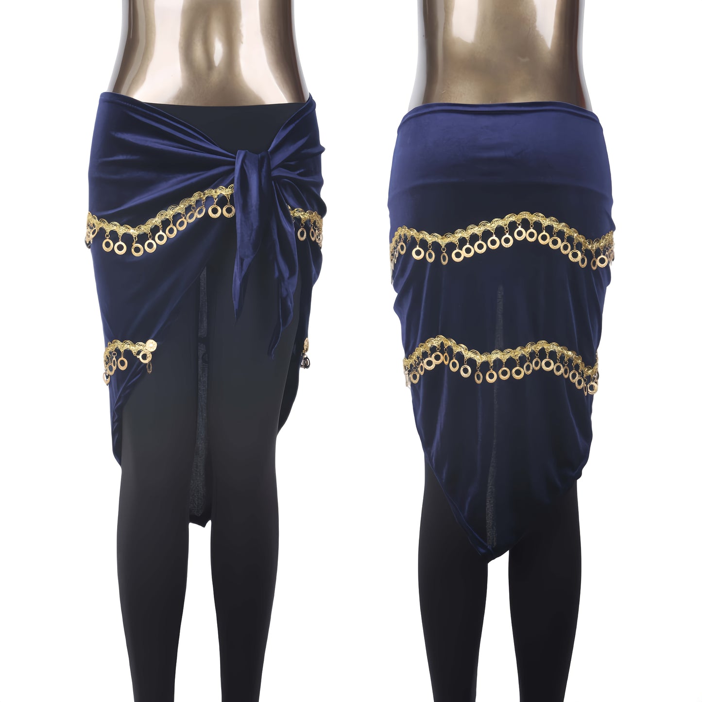 Hot - Selling Belly Dance Hip Scarf, Velvet Elastic Blue Sequined Hip Wrap, A Must - Have For Dance Practice And Performance Hip Towel Oriental Dance