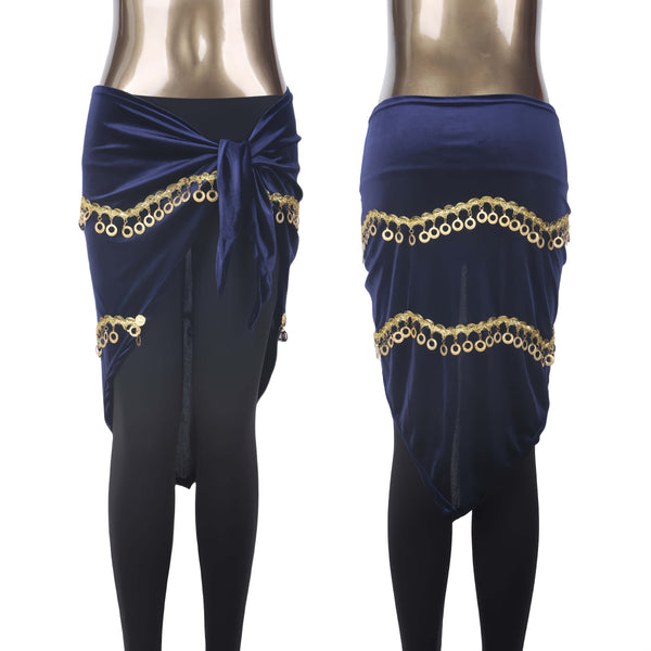 Hot - Selling Belly Dance Hip Scarf, Velvet Elastic Blue Sequined Hip Wrap, A Must - Have For Dance Practice And Performance Hip Towel Oriental Dance