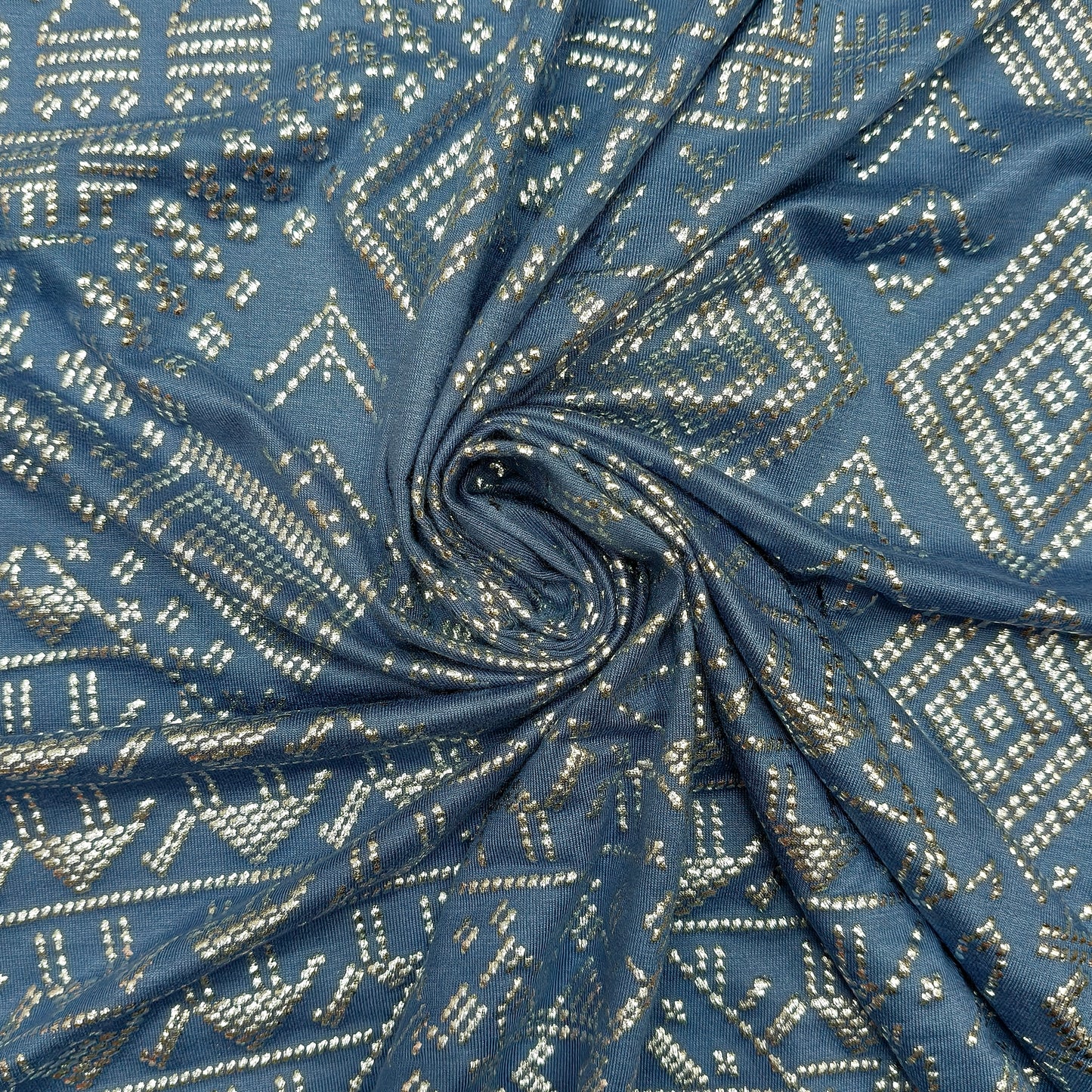 The modal cotton elasticity skirt Faux Assuit foil print straight skirt 4 knots tied Handmade tassels 38cm