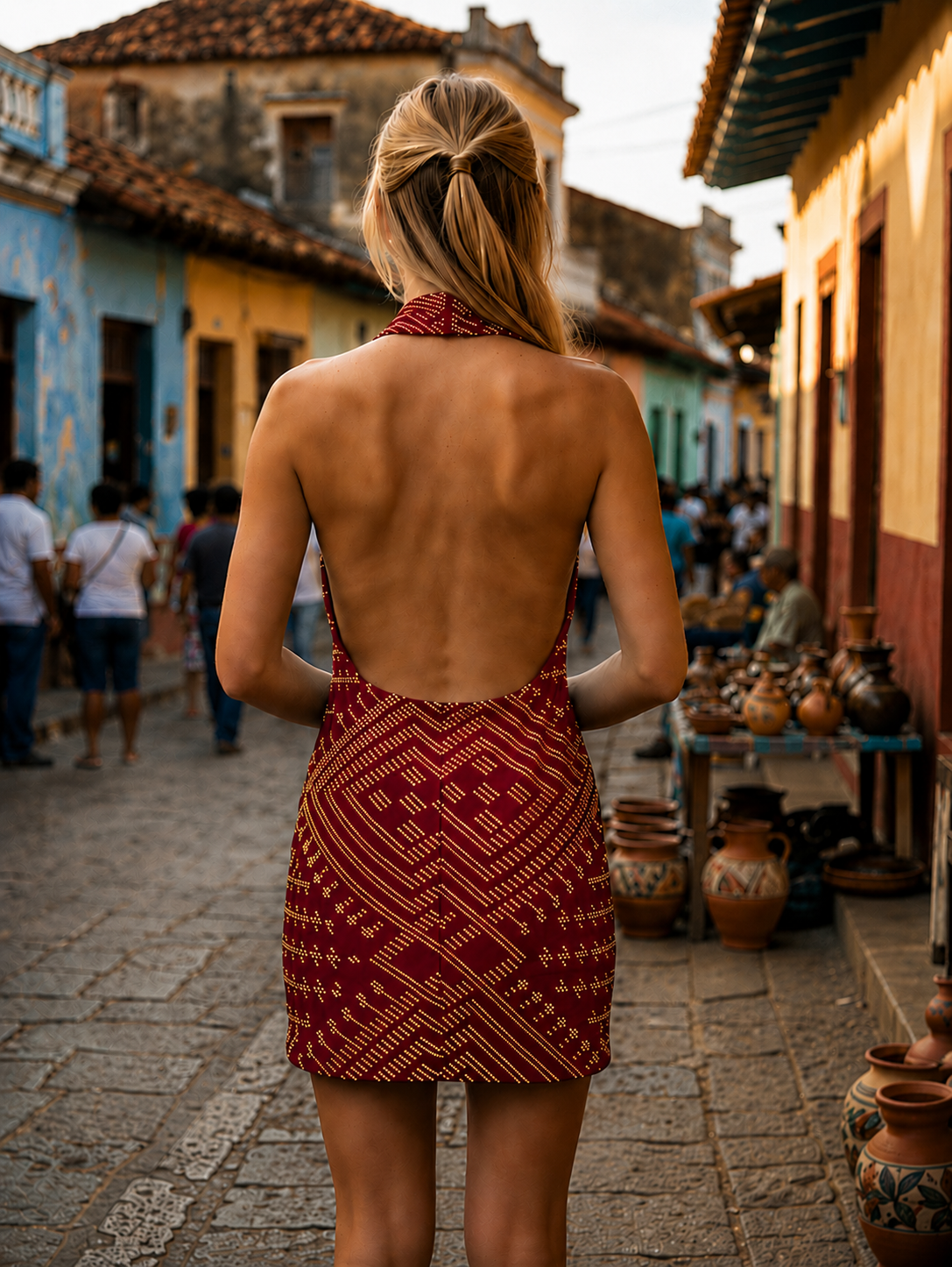 Dress with bare back Faux Assuit foil print Vintage Inspired Assuit Halter Mini Dress, Backless Metallic Pattern Dress, Egyptian Revival Festival Dress, Boho Party Dress, Handmade Look