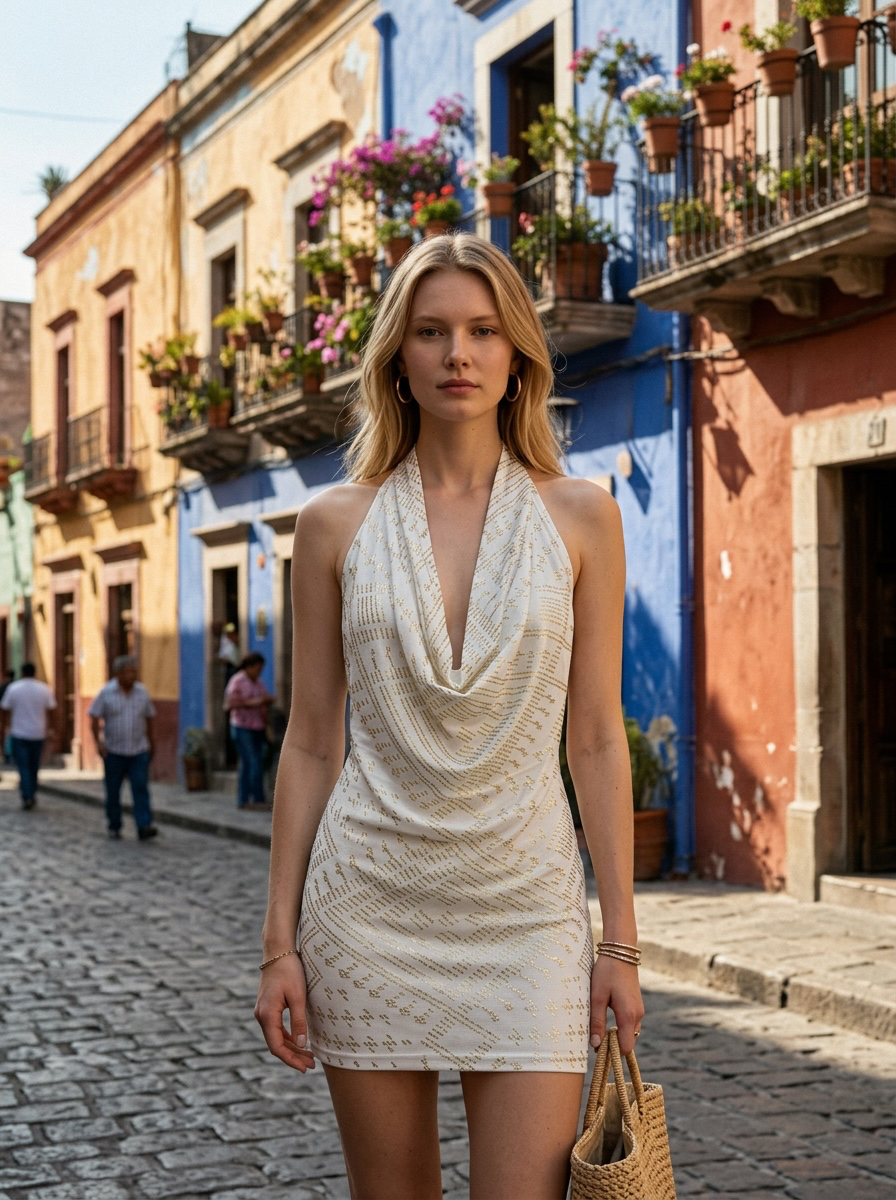 Dress with bare back Faux Assuit foil print Vintage Inspired Assuit Halter Mini Dress, Backless Metallic Pattern Dress, Egyptian Revival Festival Dress, Boho Party Dress, Handmade Look