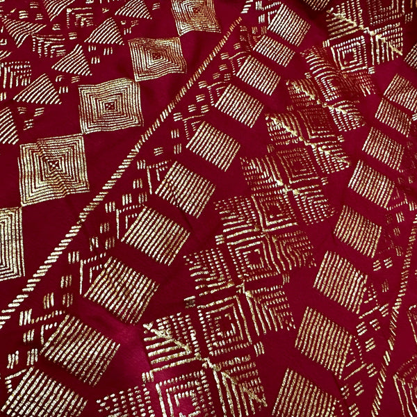 The Elastic Rayon Cotton Faux Assuit Foil Print Fabric Tribal BellyDance ATS Costume Fabric Oriental Dance