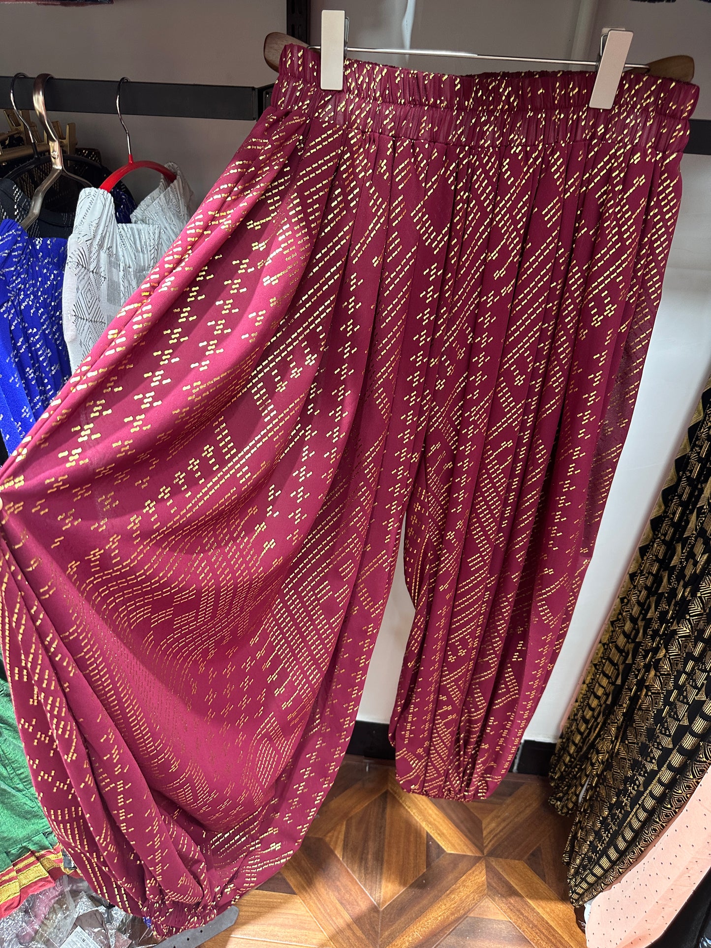 Pearl chiffon non-elastic fabric Clearance sale bloomers harem pants