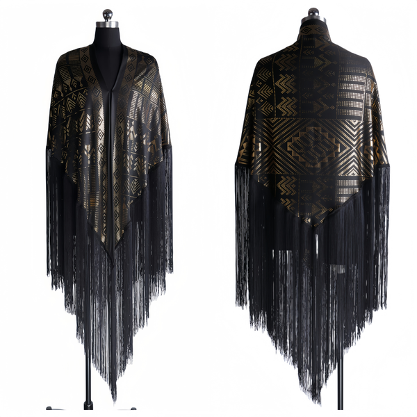 OverSize Gorgeous Vintage Assuit Shawl Royan Faux Assuit foil print Double Side Scarf Stage Dance props Stretchable milk fiber