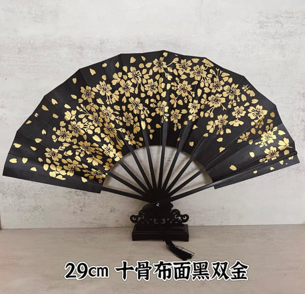 Ten bone Japanese style bat fan solid color flower shaped multi style printing the prop