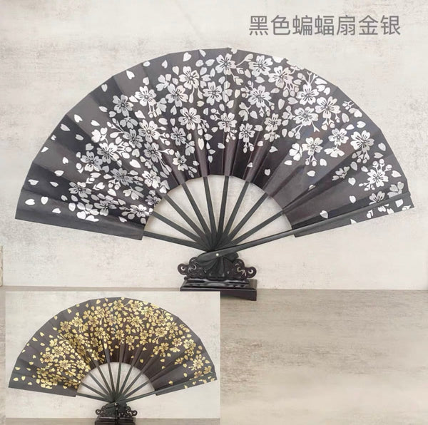 Ten bone Japanese style bat fan solid color flower shaped multi style printing the prop