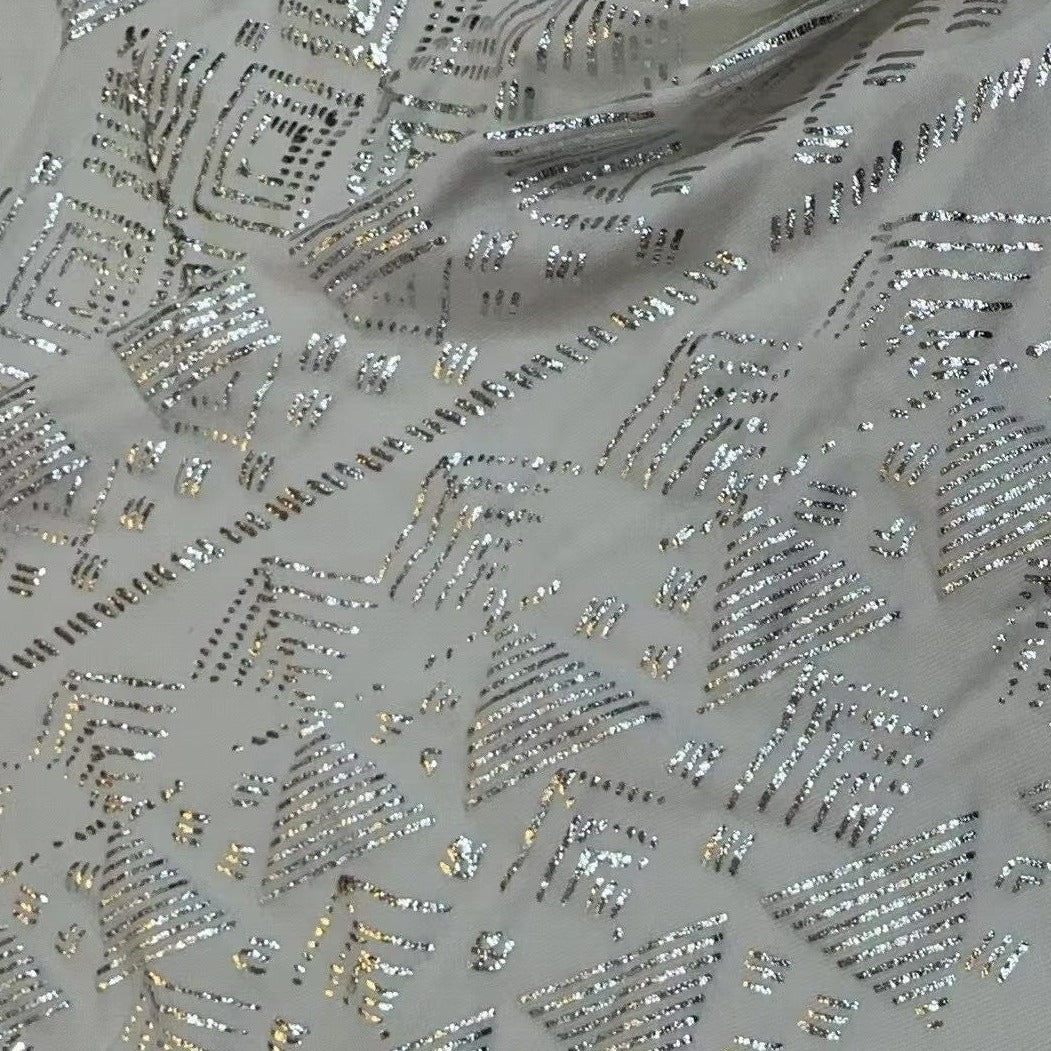 The Elastic Rayon Cotton Faux Assuit Foil Print Fabric Tribal BellyDance ATS Costume Fabric Oriental Dance