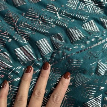 The Elastic Rayon Cotton Faux Assuit Foil Print Fabric Tribal BellyDance ATS Costume Fabric Oriental Dance