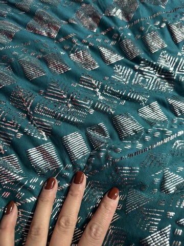 The elastic rayon cotton faux Assuit foil print fabric Tribal BellyDance ATS Costume Fabric Oriental Dance