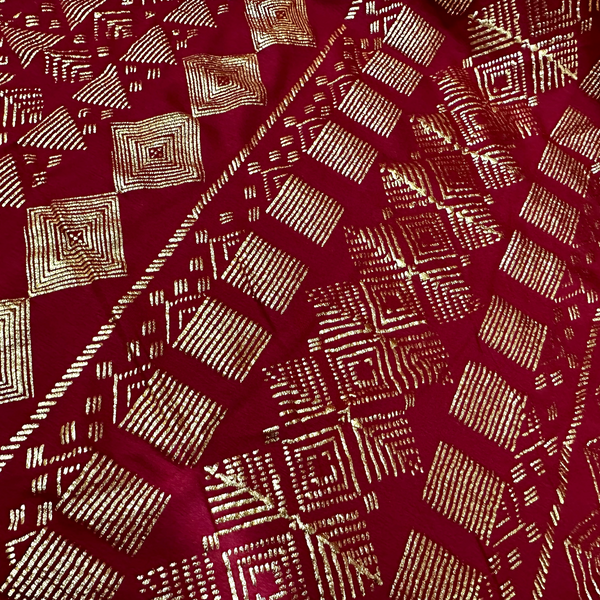 The Elastic Rayon Cotton Faux Assuit Foil Print Fabric Tribal BellyDance ATS Costume Fabric Oriental Dance