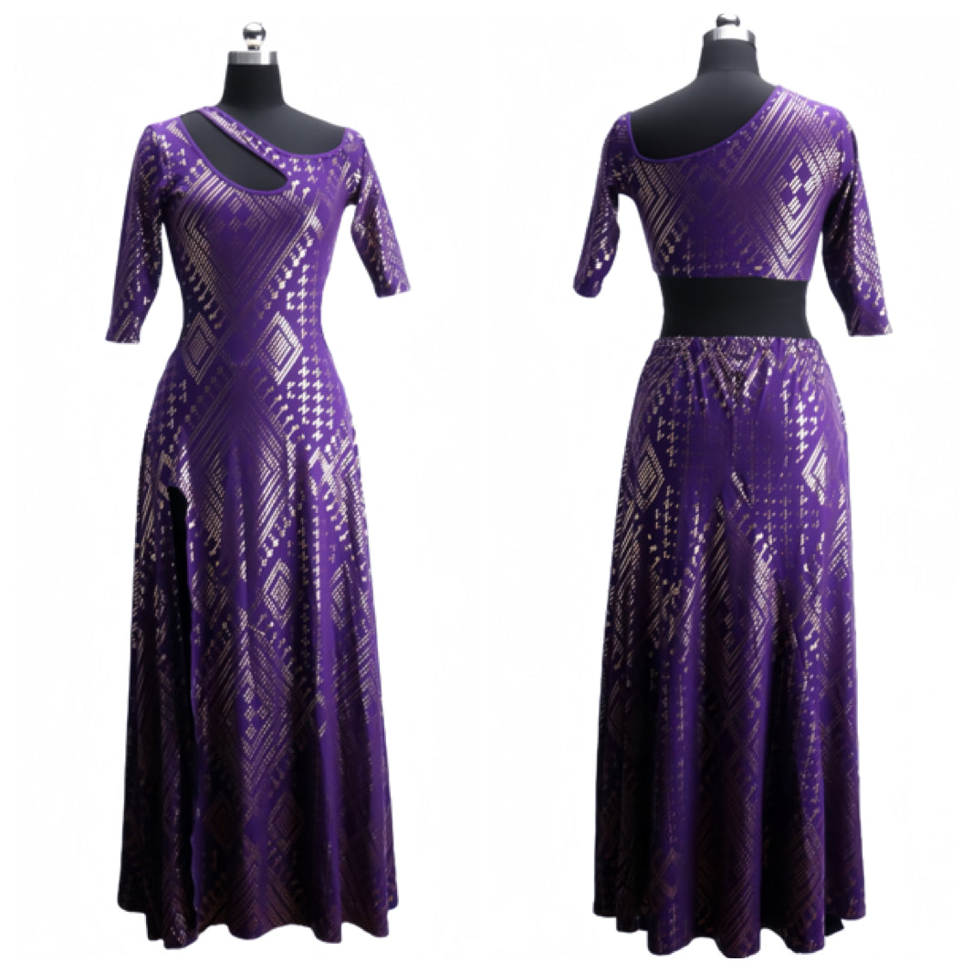 Faux Assuit foil print Dress BellyDancer Stage costumes Oriental dress Egyptian style