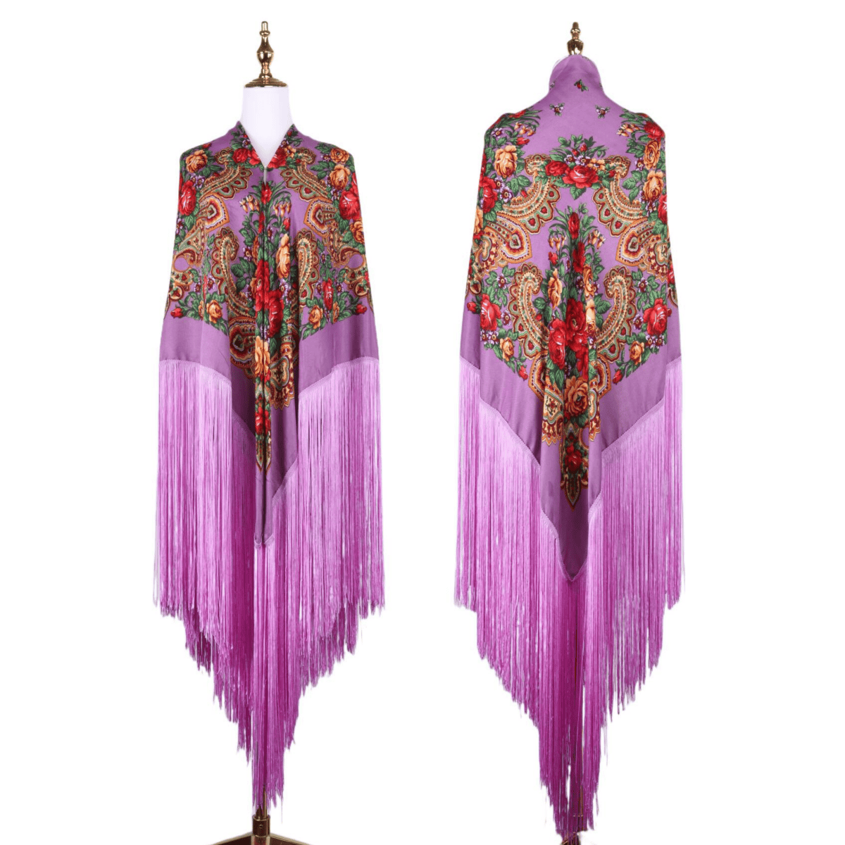 240cm/94.5‘’ OverSize Gorgeous Classics Big Shawl 50cm/19.7''Floral tassel Ukrainian national style Flamenco Manton BellyDance ATS Prop