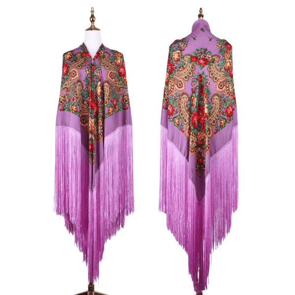 240cm/94.5‘’ OverSize Gorgeous Classics Big Shawl 50cm/19.7''Floral tassel Ukrainian national style Flamenco Manton BellyDance ATS Prop