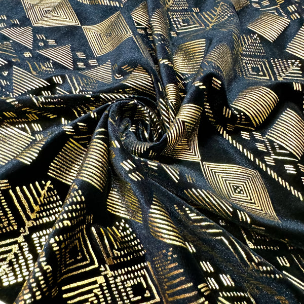 1 Yard Elastic Velvet Diamond flower fabric Faux Assuit foil print Vintage style Gorgeous DIY Clothing Dance Material