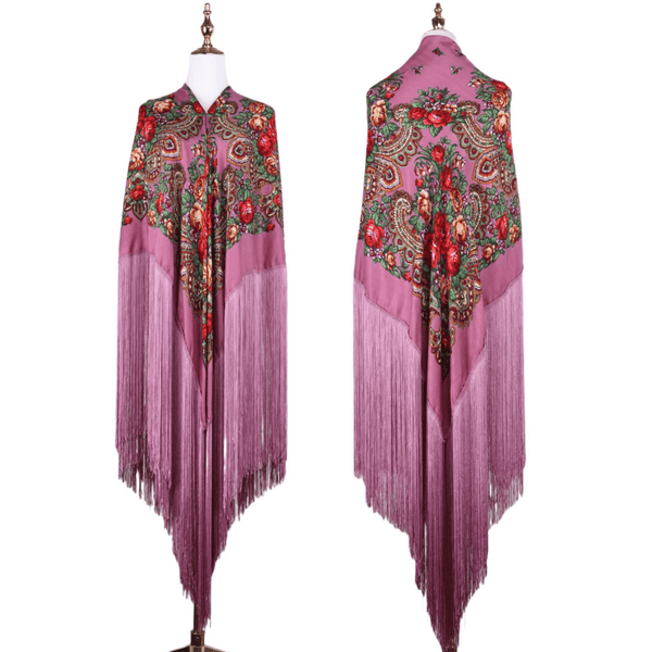 240cm/94.5‘’ OverSize Gorgeous Classics Big Shawl 50cm/19.7''Floral tassel Ukrainian national style Flamenco Manton BellyDance ATS Prop