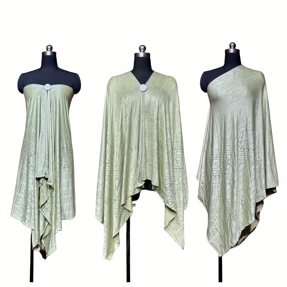 OverSize 1920's Vintage Gorgeous Style Women's Assuit Shawl Faux Assuit Foil Print Pearl Chiffon Headband Scarf Hajib