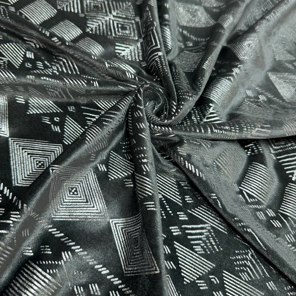 1 Yard Elastic Velvet Diamond flower fabric Faux Assuit foil print Vintage style Gorgeous DIY Clothing Dance Material