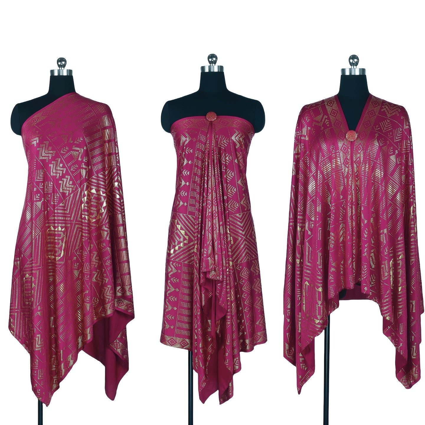 OverSize 1920's Vintage Gorgeous Style Women's Assuit Shawl Faux Assuit Foil Print Pearl Chiffon Headband Scarf Hajib