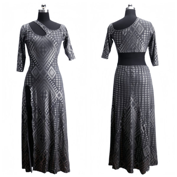 Faux Assuit foil print Dress BellyDancer Stage costumes Oriental dress Egyptian style