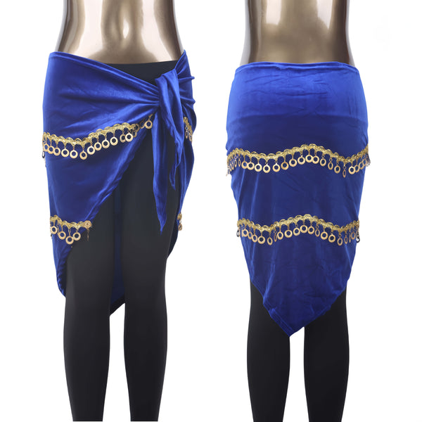 Hot - Selling Belly Dance Hip Scarf, Velvet Elastic Blue Sequined Hip Wrap, A Must - Have For Dance Practice And Performance Hip Towel Oriental Dance