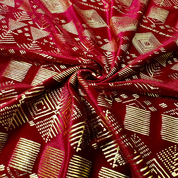 1 Yard Elastic Velvet Diamond flower fabric Faux Assuit foil print Vintage style Gorgeous DIY Clothing Dance Material